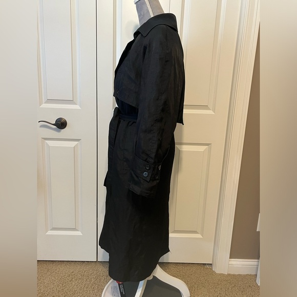 Vintage 70’s 80’s John Weitz Black Lined zip out Rain Trench Coat Sz 8 - Picture 3 of 10